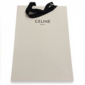 CELINE Large Paper Shopping Bag Black Logo Ribbon